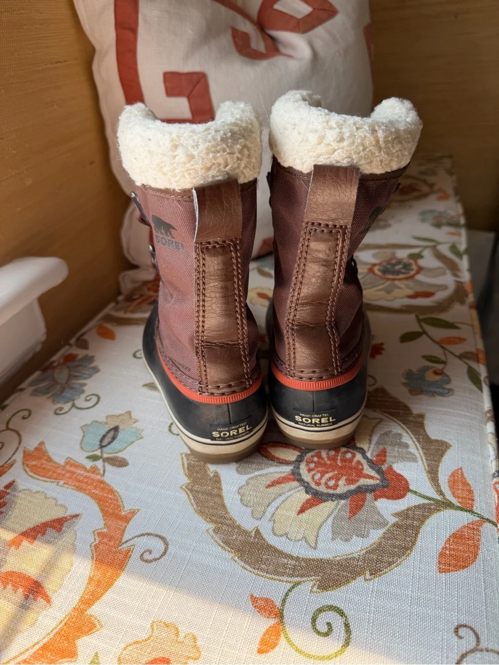 Sorel Kids Brown and Black Waterproof Winter Boots with Cream Faux Fur